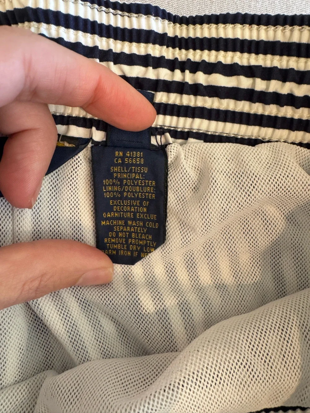 Polo by Ralph Lauren Navy and White Striped Swim Trunks